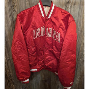 Vintage Starter University of Indiana Hoosiers Satin Bomber Jacket Size XXL 80's
